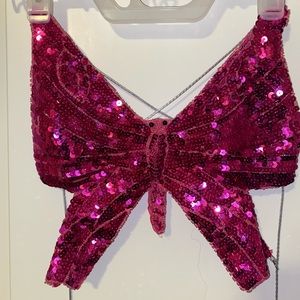 Sequined butterfly top